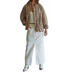 NEW BY TOGETHER quilted knit jacket in rose taupe